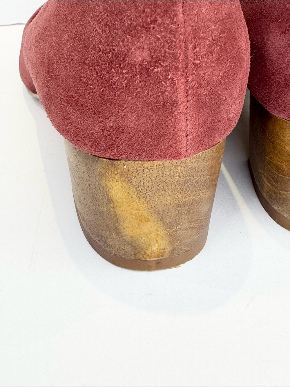 Madewell Ella Pumps Wood Heel Women's Size 6 Round Toe Suede Burgundy - Picture 5 of 8